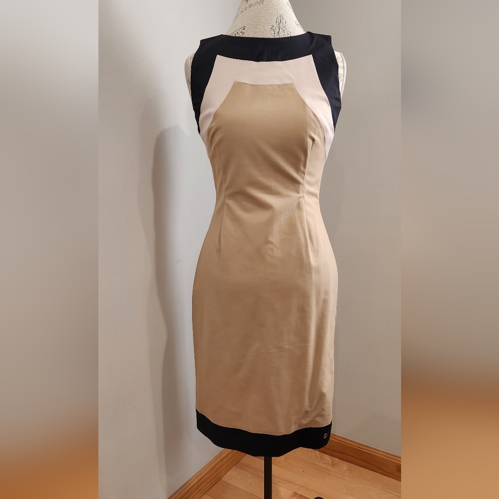 SIMPLE- Polish Brand- Elegant Beige and Black Dress Size Small, EU 36